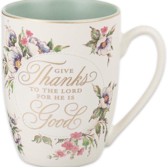 Ceramic Novelty Scripture Coffee & Tea Mug for Women: Give Thanks Inspirational - Picture 1 of 6